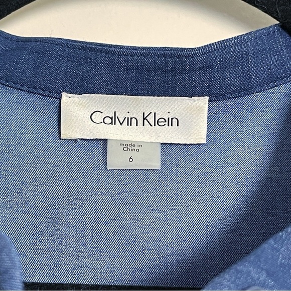 CALVIN KLEIN Women’s Denim Chambray Knee Length Dress - Size 6 - Picture 4 of 8